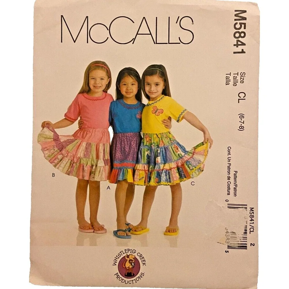 #M5841 McCalls Childs and Girls Skirts and Appliques Sewing Pattern Size 6-8